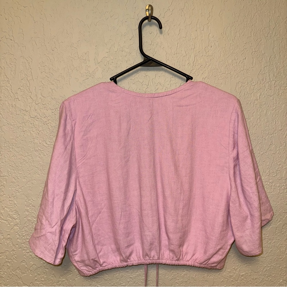 Abercrombie & Fitch Wrap Around Linen Top in Pink Lavender - Picture 4 of 7